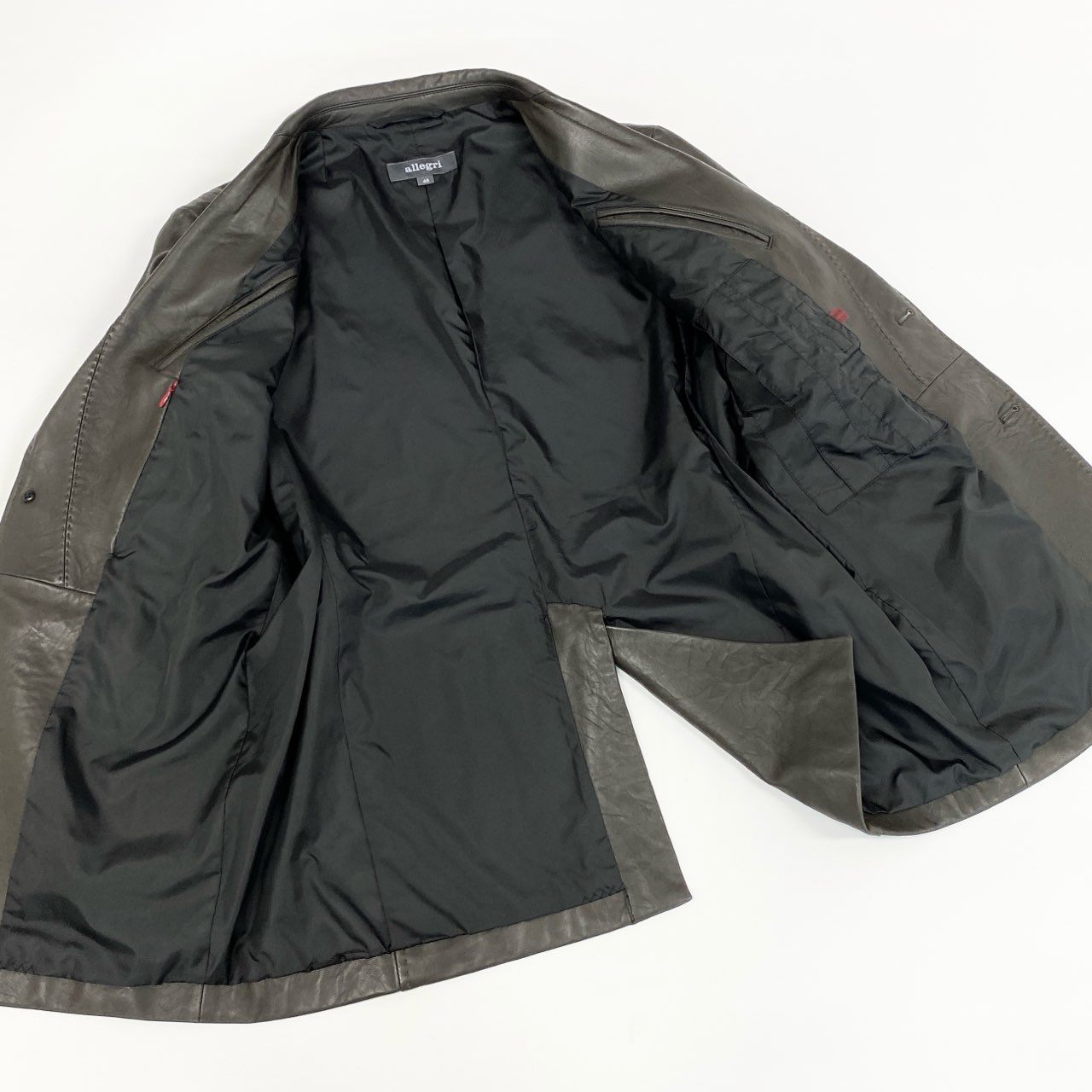 37f24 allegri アレグリ テーラードジャケット 革ジャン レザージャケット 羊革 ラムレザー メンズジャケット 男性用 4FR27-522-07 48 L ブラウン