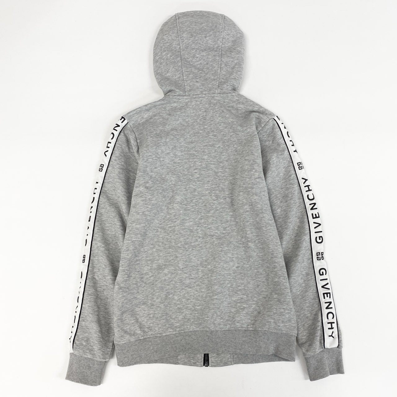19g28 GIVENCHY ジバンシー サイドラインロゴ ジップアップ フーディ パーカー 12+ グレー コットン キッズ
