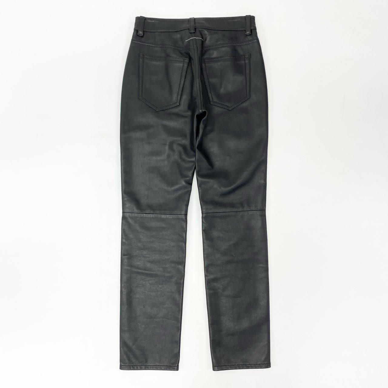 56j20 《美品》 MM6 Maison Margiela エムエムシックス メゾンマルジェラ Lamb Leather Pant レザーパンツ ボトムス S32LA0224 38 ブラック 羊革 レディースu02t