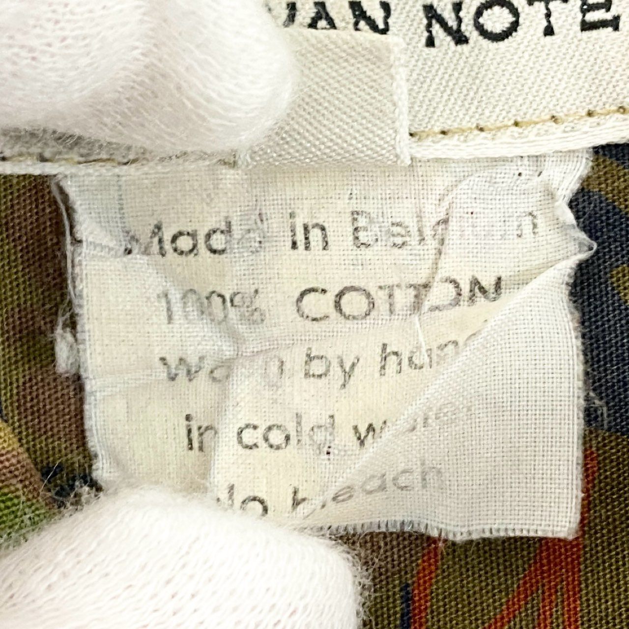16j20 DRIES VAN NOTEN ドリスヴァンノッテン 長袖シャツ 花柄シャツ トップス ベルギー製 サイズ46 グリーン コットン メンズu02t