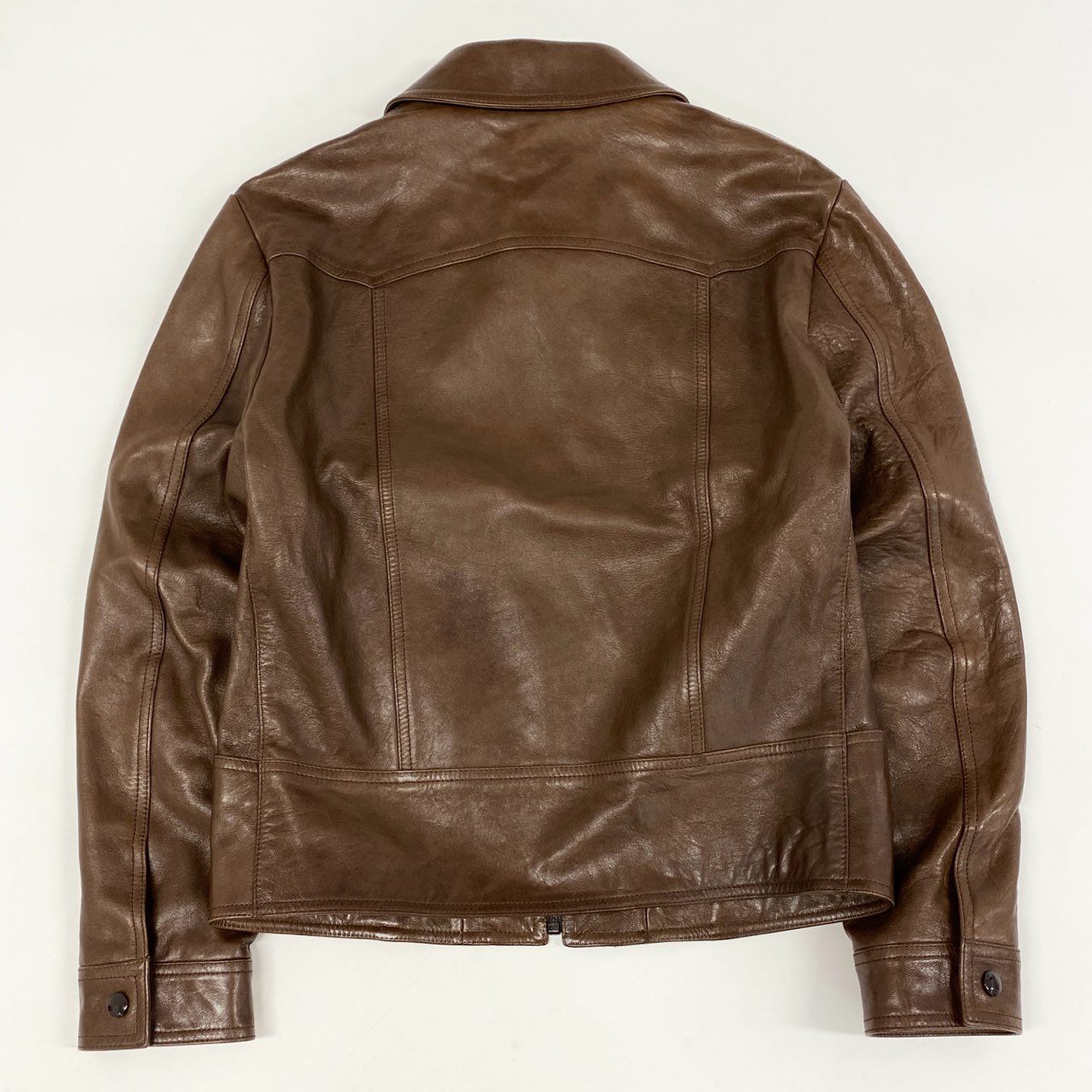 14h29 《未使用保管品》CELINE セリーヌ ワックスウエスタンブルゾン ラムスキン レザージャケット 23AW 2EG62602V 46サイズ ブラウン メンズ 男性用k02i