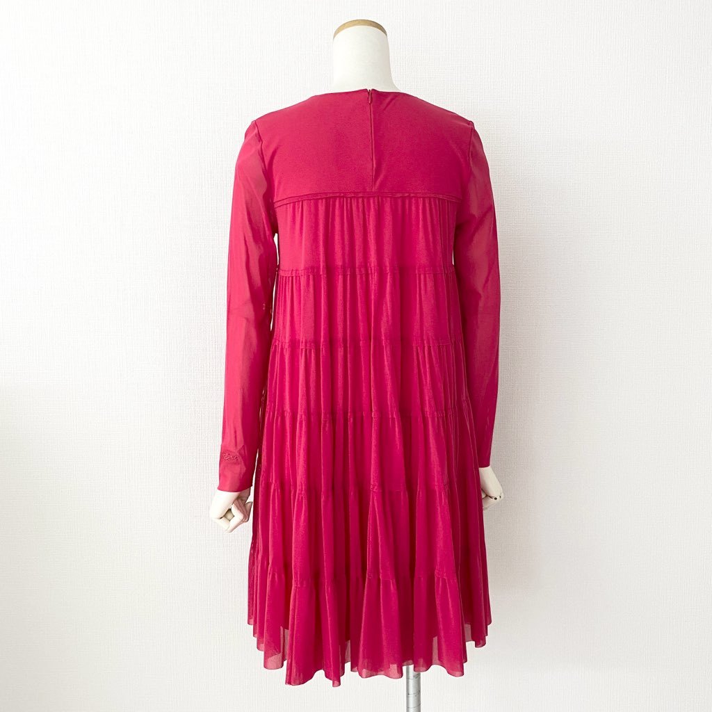 50e24 VIVIENNE TAM ヴィヴィアンタム パワーネット ティアードワンピース チュニックワンピース サイズ38 ピンク ポリエステル100% レディース