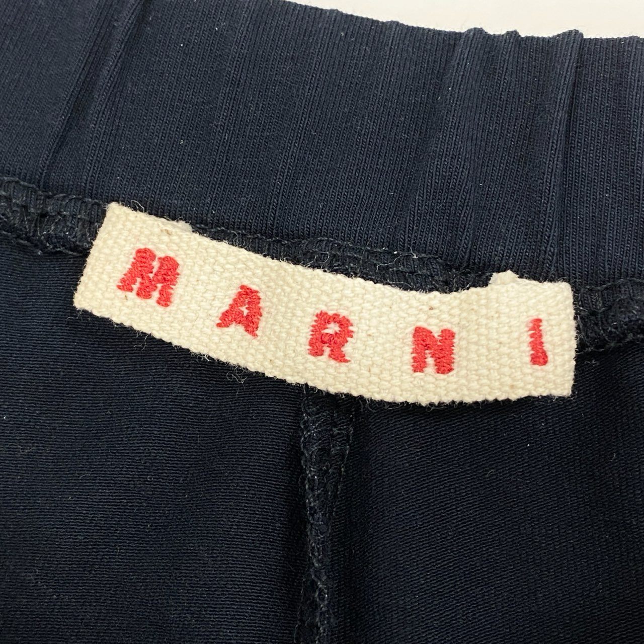 4c28 【美品】 MARNI マルニ ブランドロゴ ロングレギンスパンツ 薄手 ストレッチ スパッツ キッズパンツ 14Y ネイビー ホワイト ピンク