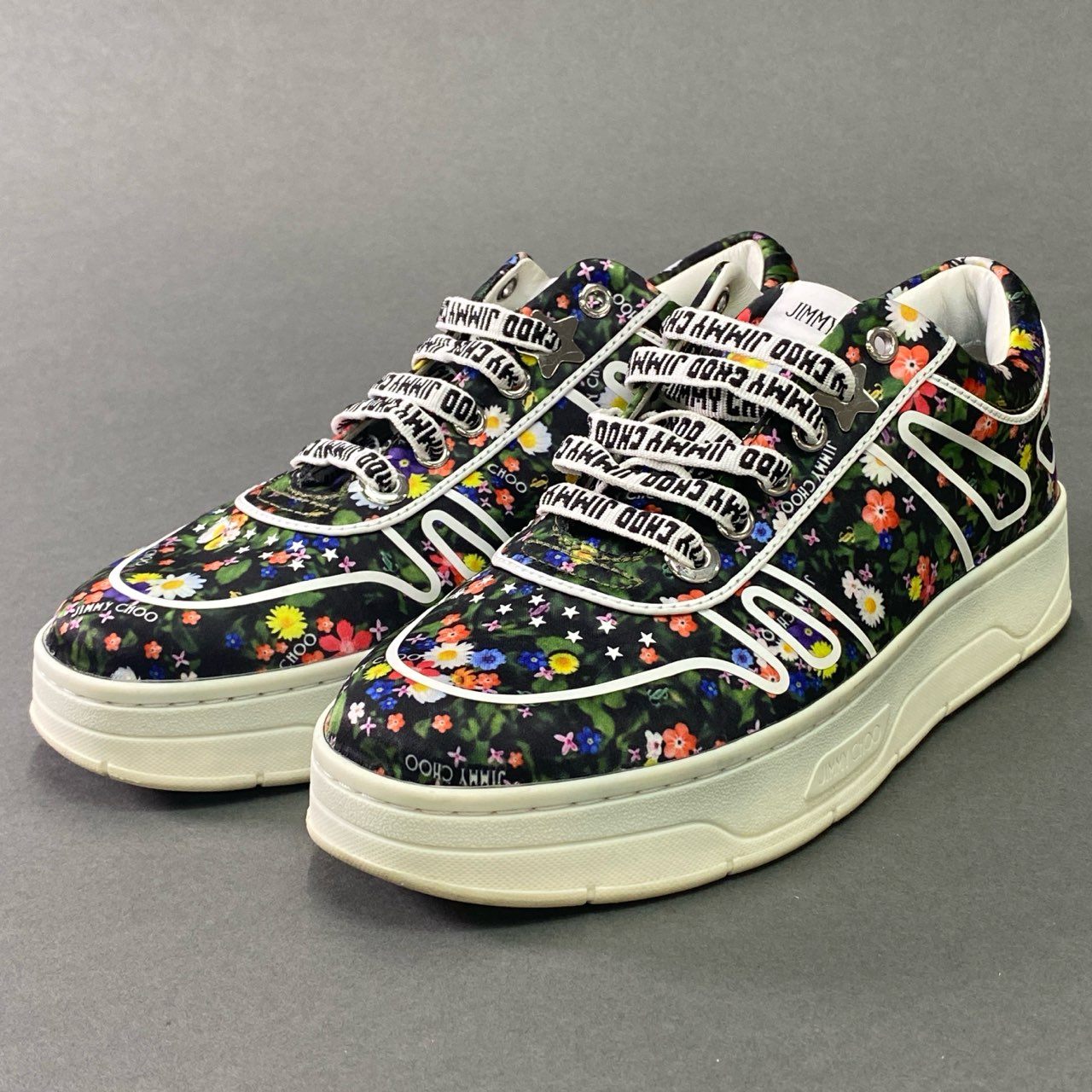 7c11 JIMMY CHOO ジミーチュウ フラワープリント ローカットスニーカー 花柄 シューズ 35 マルチカラー
