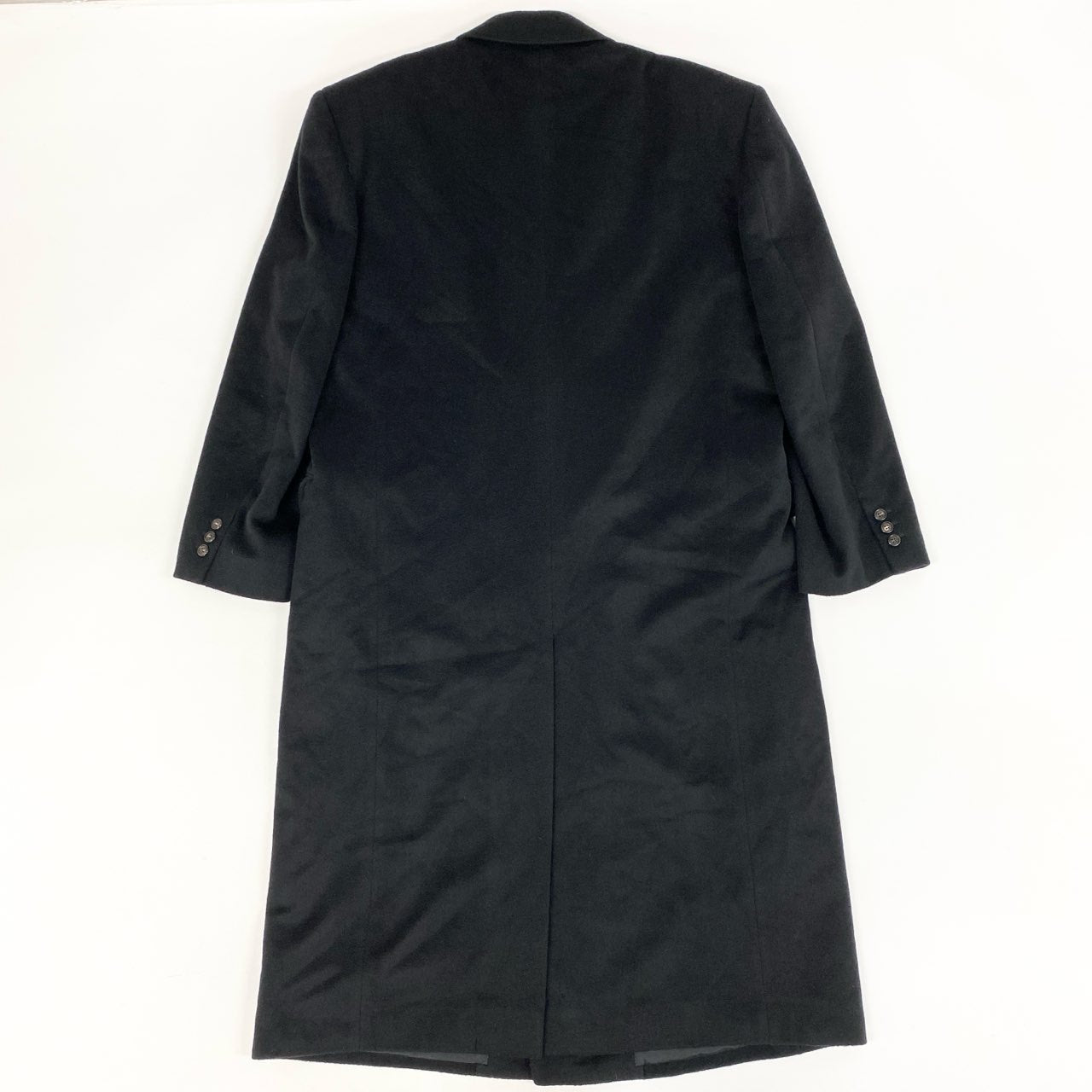 59h28 LANVIN ランバン 総カシミヤ カシミヤ100 ダウブルプレスト ロングコート チェスターコート ピークドラペル 50 ブラック カシミア メンズo07t