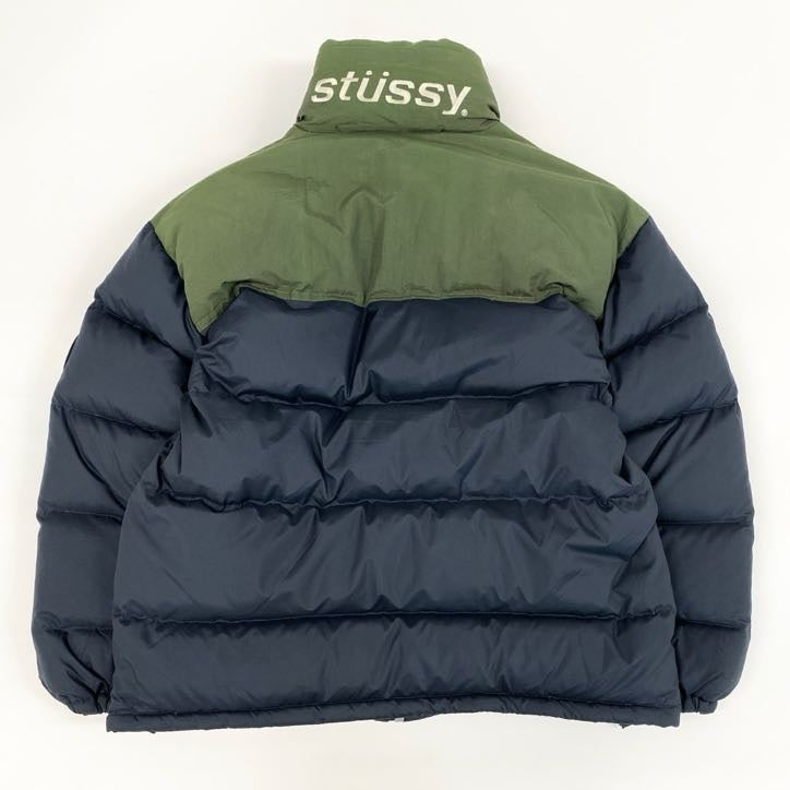 80g23 STUSSY SPORT ステューシー スポーツ 90s VINTAGE OLD STUSSY ダウンジャケット L カーキ ネイビー ヴィンテージ_