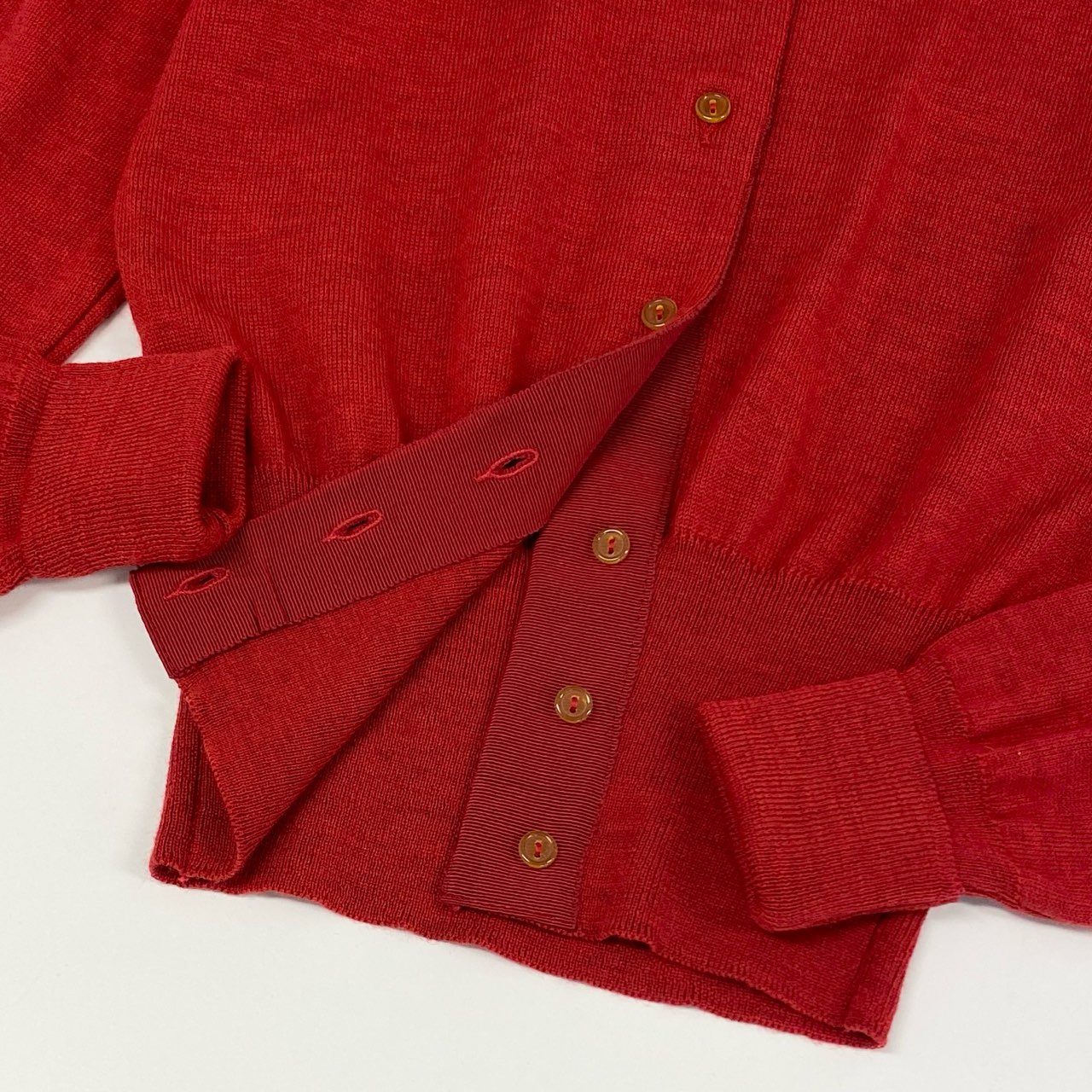 82f24 Vivienne Westwood GOLD LABEL ヴィヴィアンウエストウッド ゴールドレーベル イタリア製 オーブ刺繍 長袖ニット カーディガン 羽織 Sサイズ レッド ウール レディース