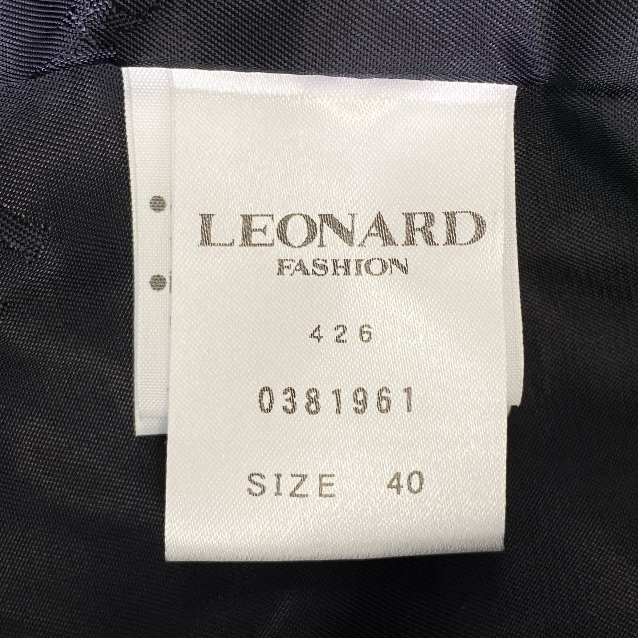 86j11 LEONARD レオナール 0381961 テーラードジャケット ブレザー 袖プリント ロゴボタン サイズ40 ネイビー ウール100% レディース 日本製