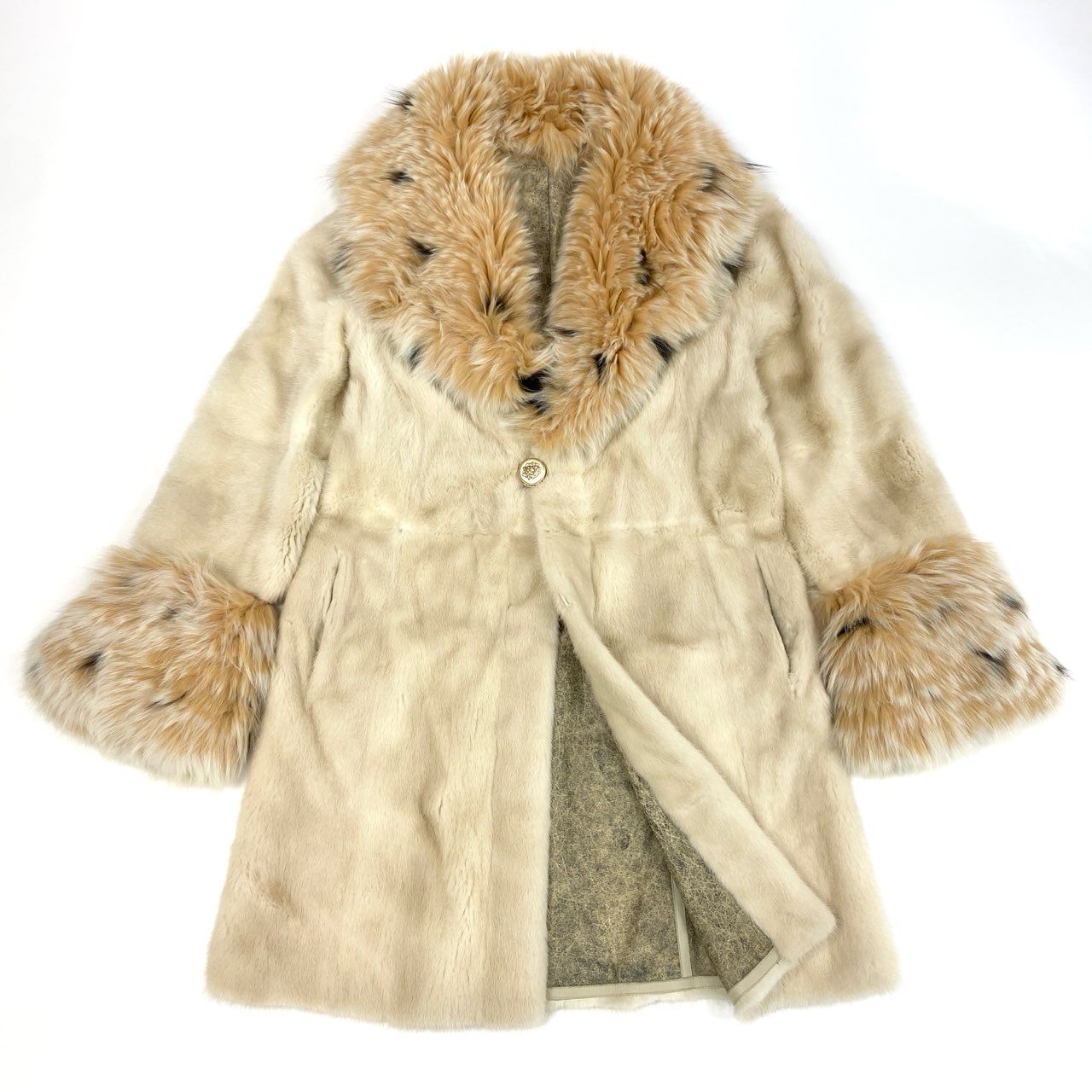 35k2《超希少》 リンクス × ミンク ロングコート 92cm ホワイト 35k2《超希少》 リンクス × ミンク ロングコート 92cm ホワイト