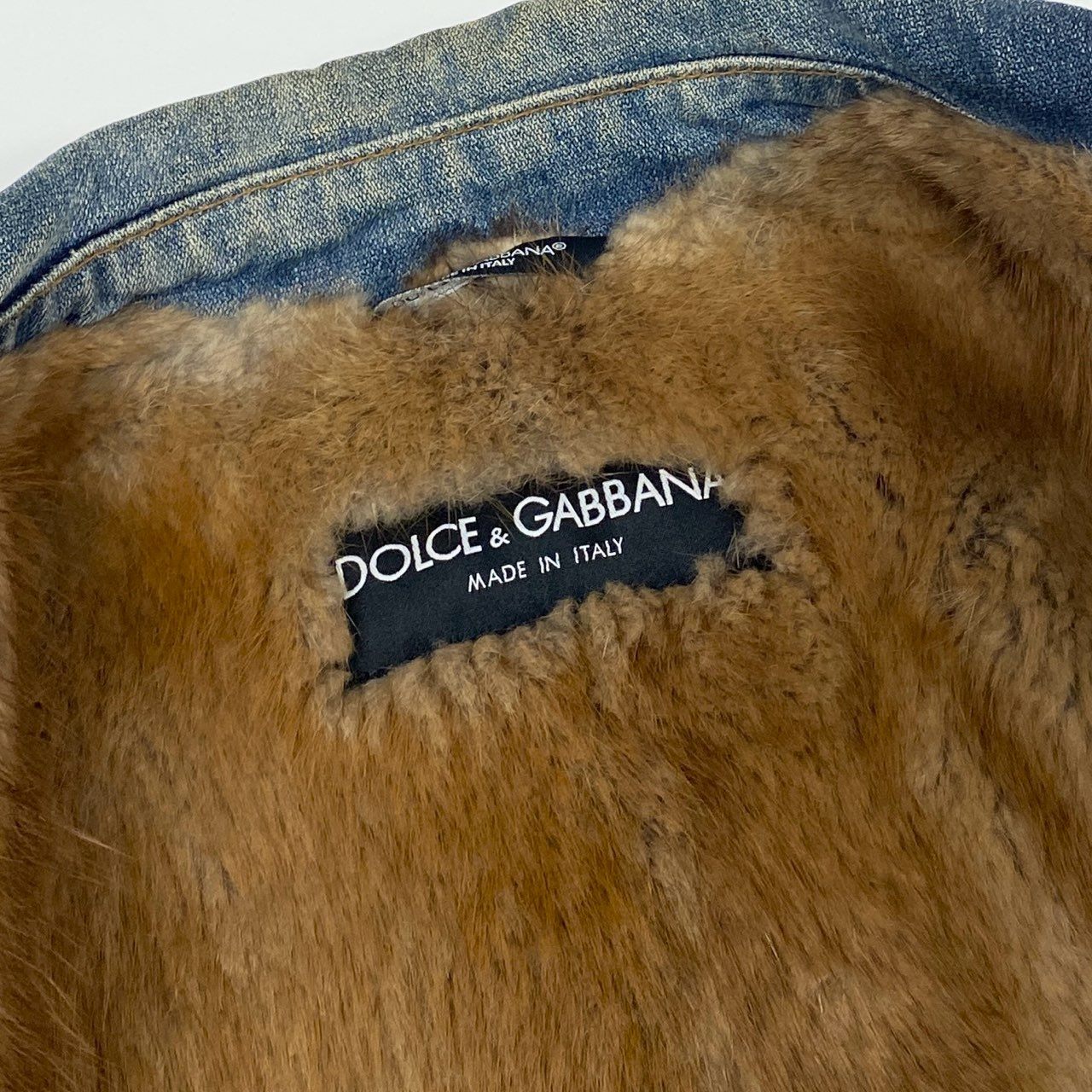 4c28 DOLCE&GABBANA ドルチェアンドガッバーナ マスクラットファーライナー デニムジャケット Gジャン G9000Z 44 インディゴ コットン