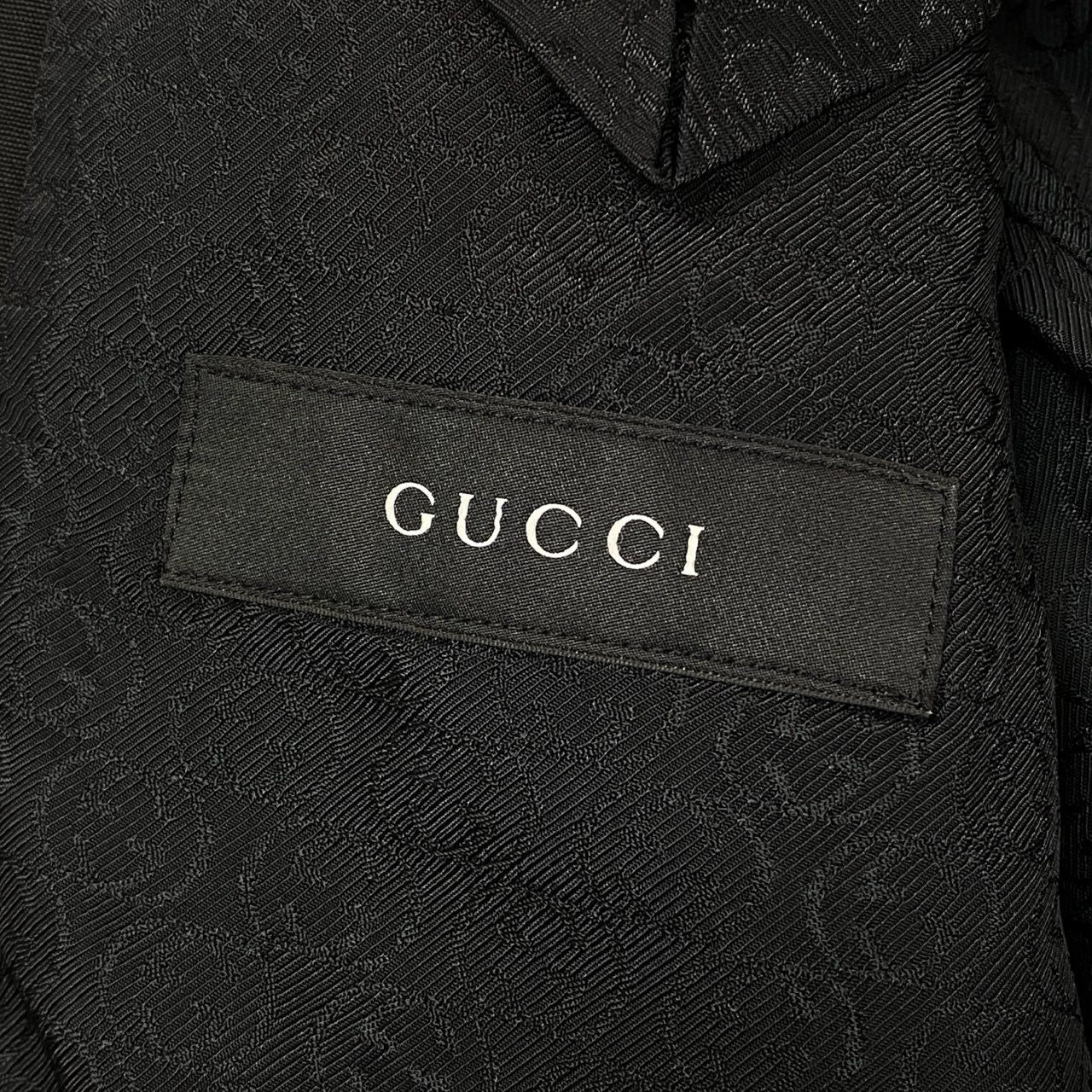 76a14 GUCCI グッチ インターロッキングG フォーマル スーツ セットアップ 75907G 46 ブラック ビジネス セレモニー イタリア製