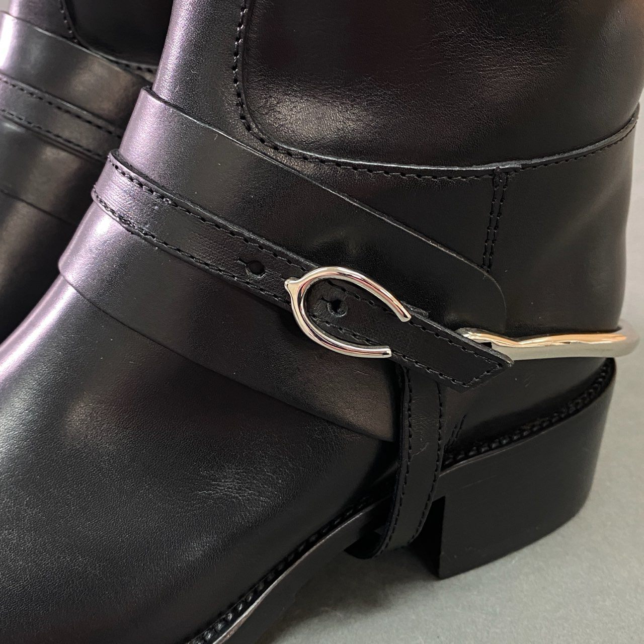 2b28 SARTORE サルトル 定価¥162.800 レザーロングブーツ 切替ブーツ leather レディース イタリア製 35 ブラック レザー エナメル