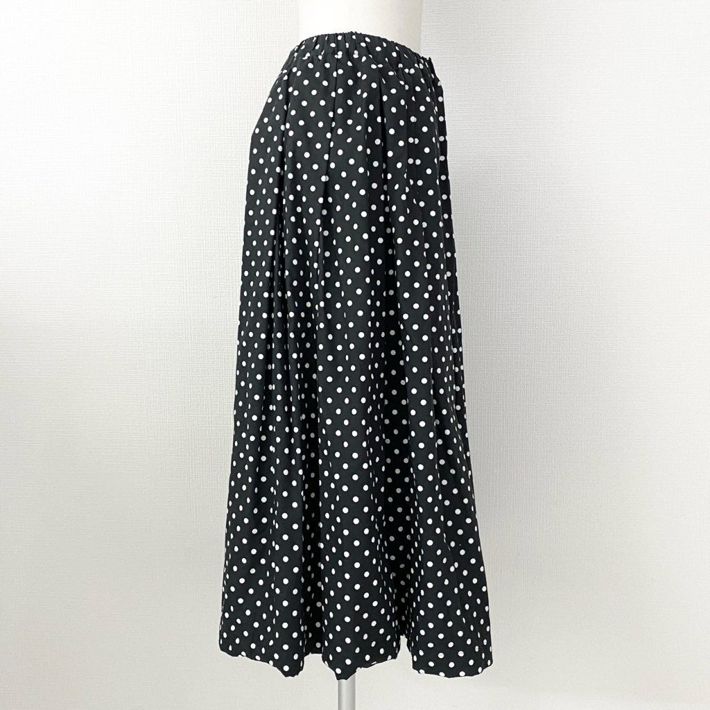 55g2 日本製 BLACK COMME des GARCONS ブラックコムデギャルソン ロングスカート ドット柄スカート タックプリーツフレアスカート 1O-S006 サイズS ブラック×ホワイト コットン100% レディース 女性用 AD2014