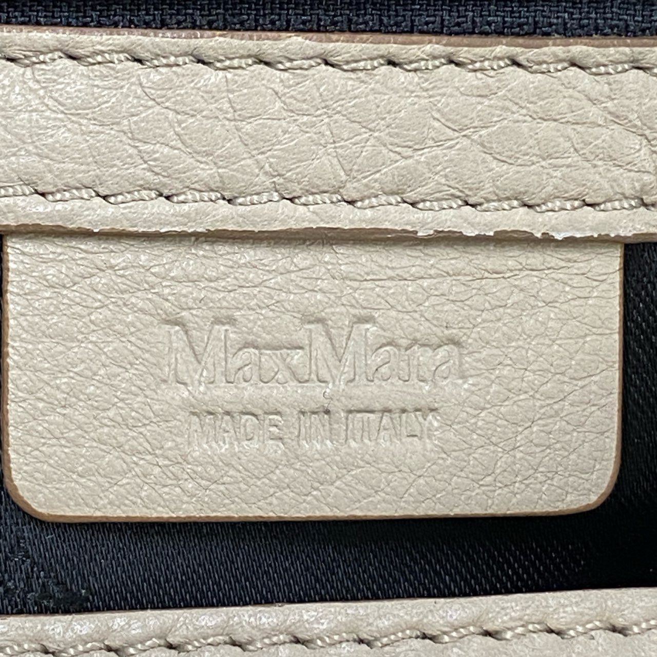 Ae19 MAX MARA マックスマーラ ツートン 2WAY ショルダーバッグ ハンドバッグ ベージュ ブラック レザー イタリア製