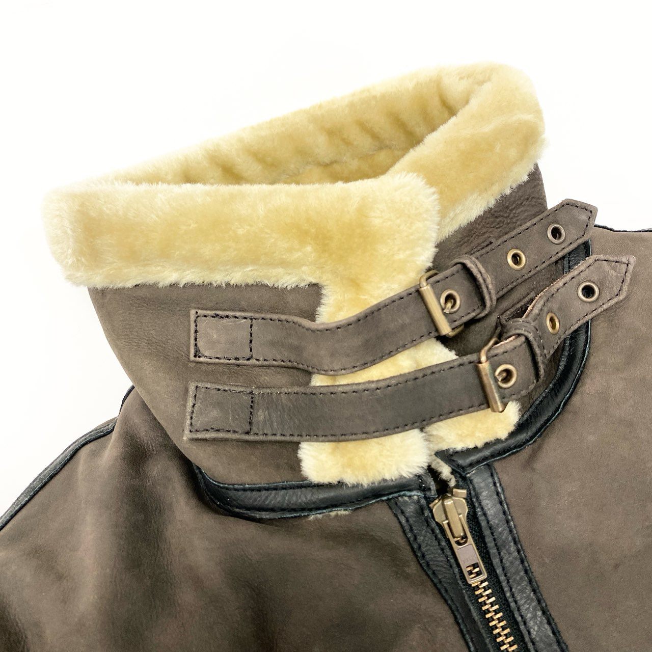 69j20 《新品保管品》定価¥52.800 KOMINE コミネ ボアフライトレザージャケット LJ-560 XL ブラウン インナープロテクター入り バイカー ムートンt18r