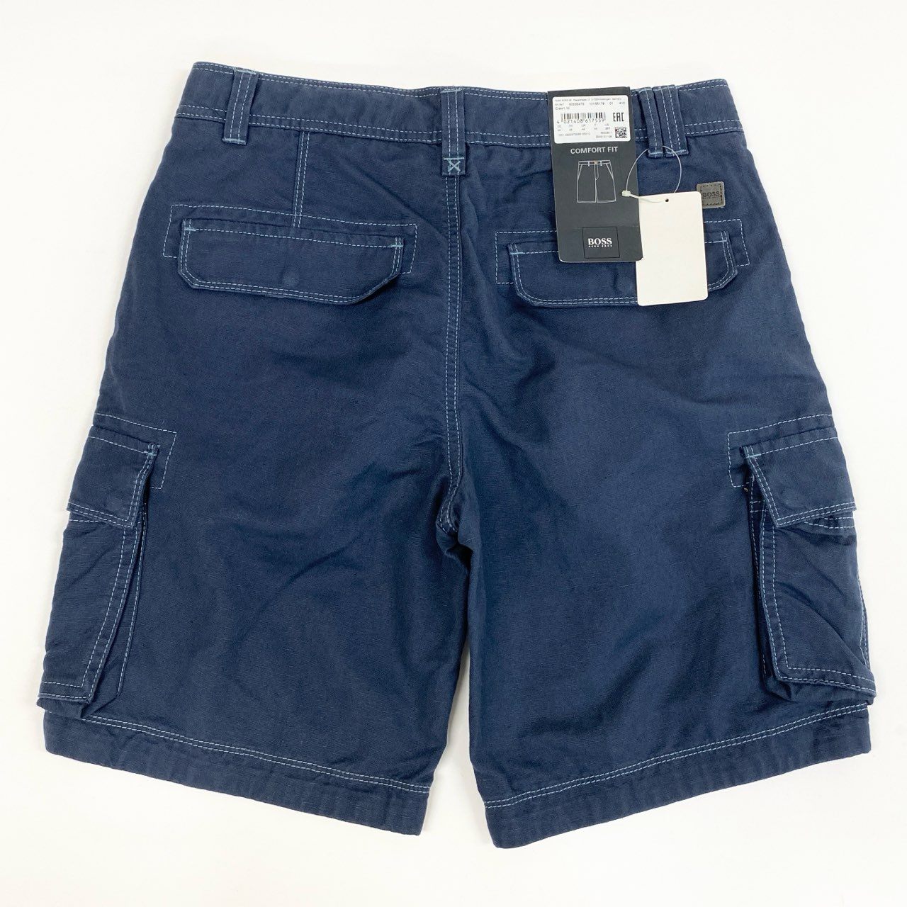 45j15 《新品保管品》HUGO BOSS ヒューゴボス ハーフパンツ カーゴパンツ 膝丈 ボトムス 44サイズ ネイビー メンズu02t