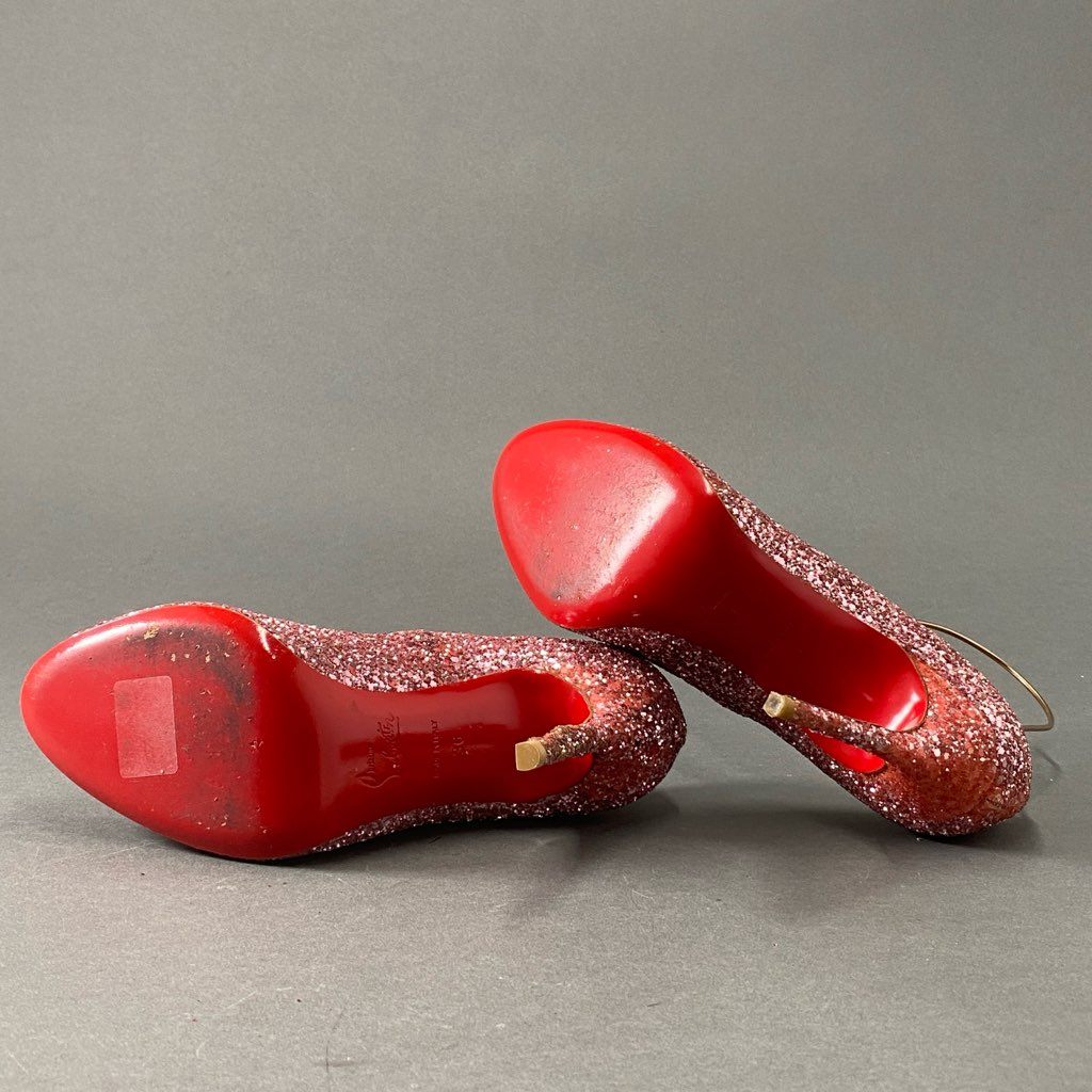 4d21 Christian Louboutin クリスチャン ルブタン グリッター パンプス ハイヒール 36 ピンク ラメ 結婚式 セレモニー パーティ