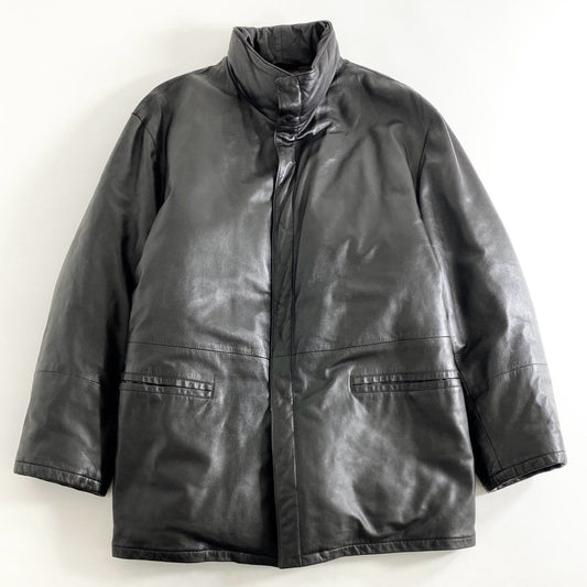 22h9 GIORGIO ARMANI ジョルジオ アルマーニ ラムレザージャケット 中綿 XL~XXL ブラック シープスキン アウター