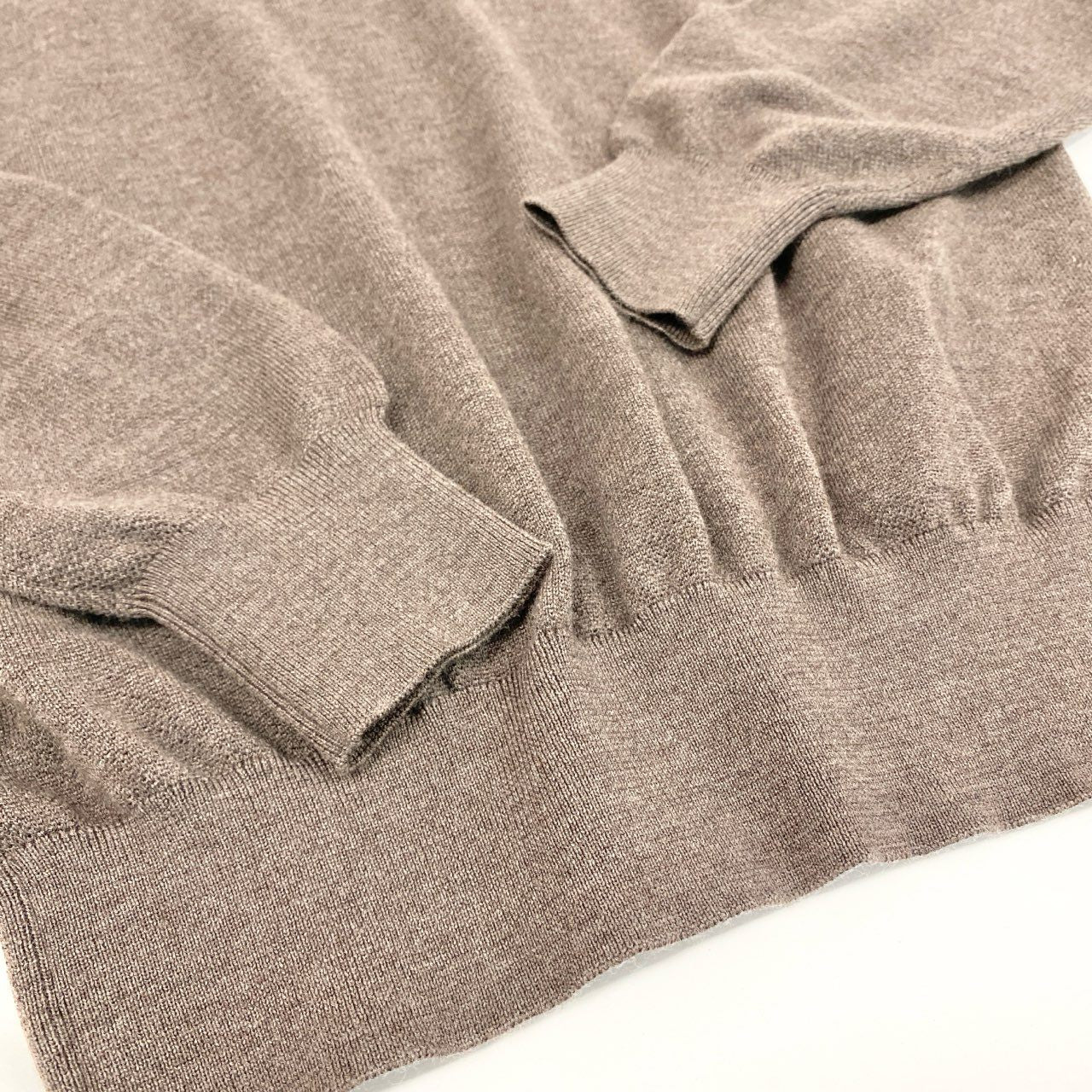 5i12 《美品》 Ermenegildo Zegna エルメネジルドゼニア ハイネック ニット セーター トップス レザーチンストラップ 48/S ブラウン ウールカシミヤ メンズu02t