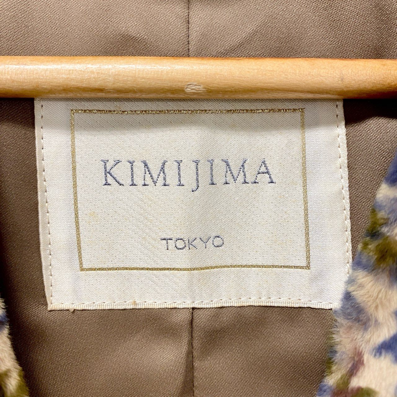 87c6 KIMIJIMA キミジマ シェアードファー 千鳥チェック コート サイズF 本毛皮 Shared Fur Coatt18r