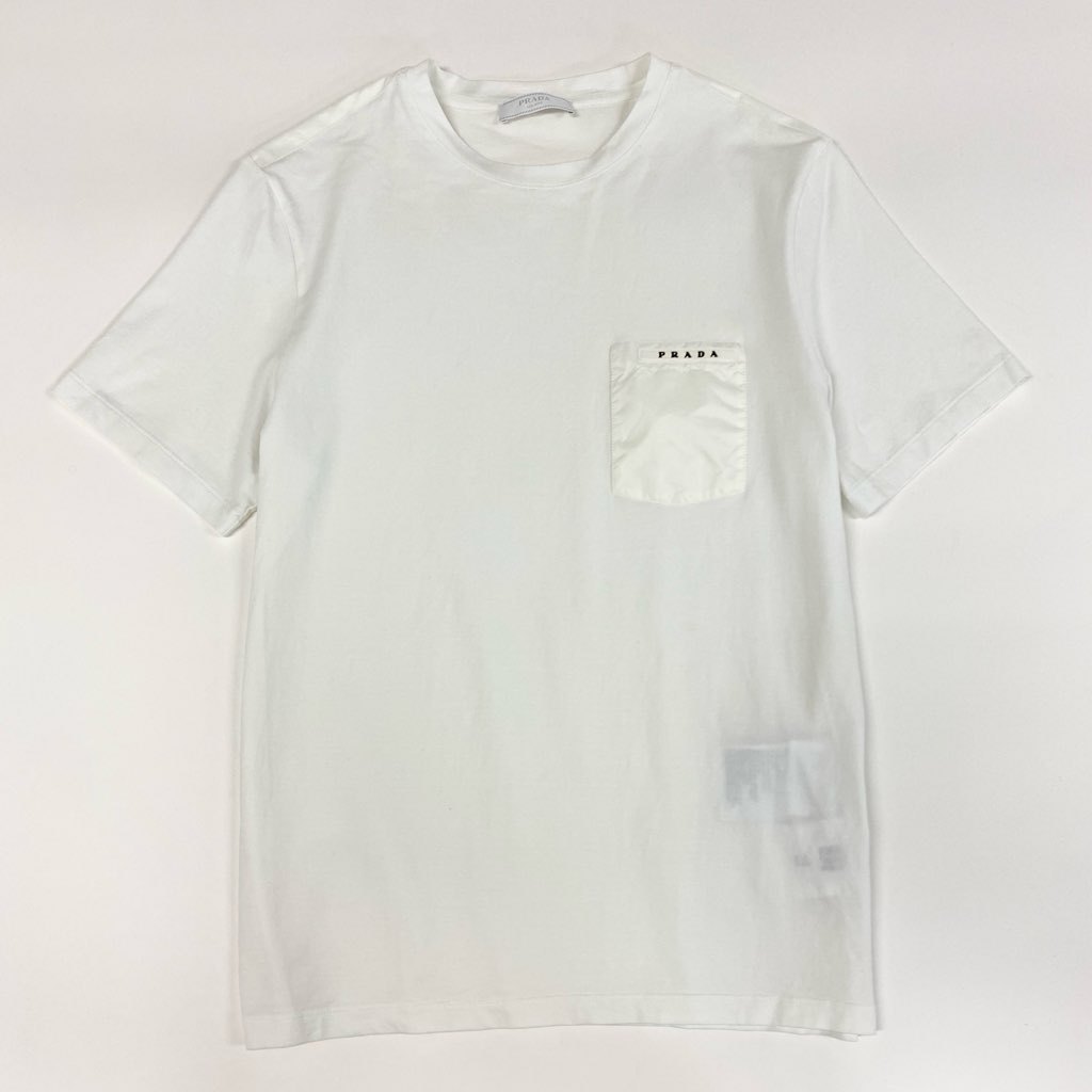 7f8 PRADA プラダ ラバーロゴ ポケットTシャツ カットソー Tシャツ SJN250 R192 710 サイズS ホワイト メンズ 紳士服