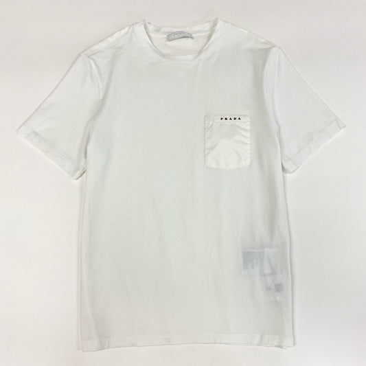 7f8 PRADA プラダ ラバーロゴ ポケットTシャツ カットソー Tシャツ SJN250 R192 710 サイズS ホワイト メンズ 紳士服
