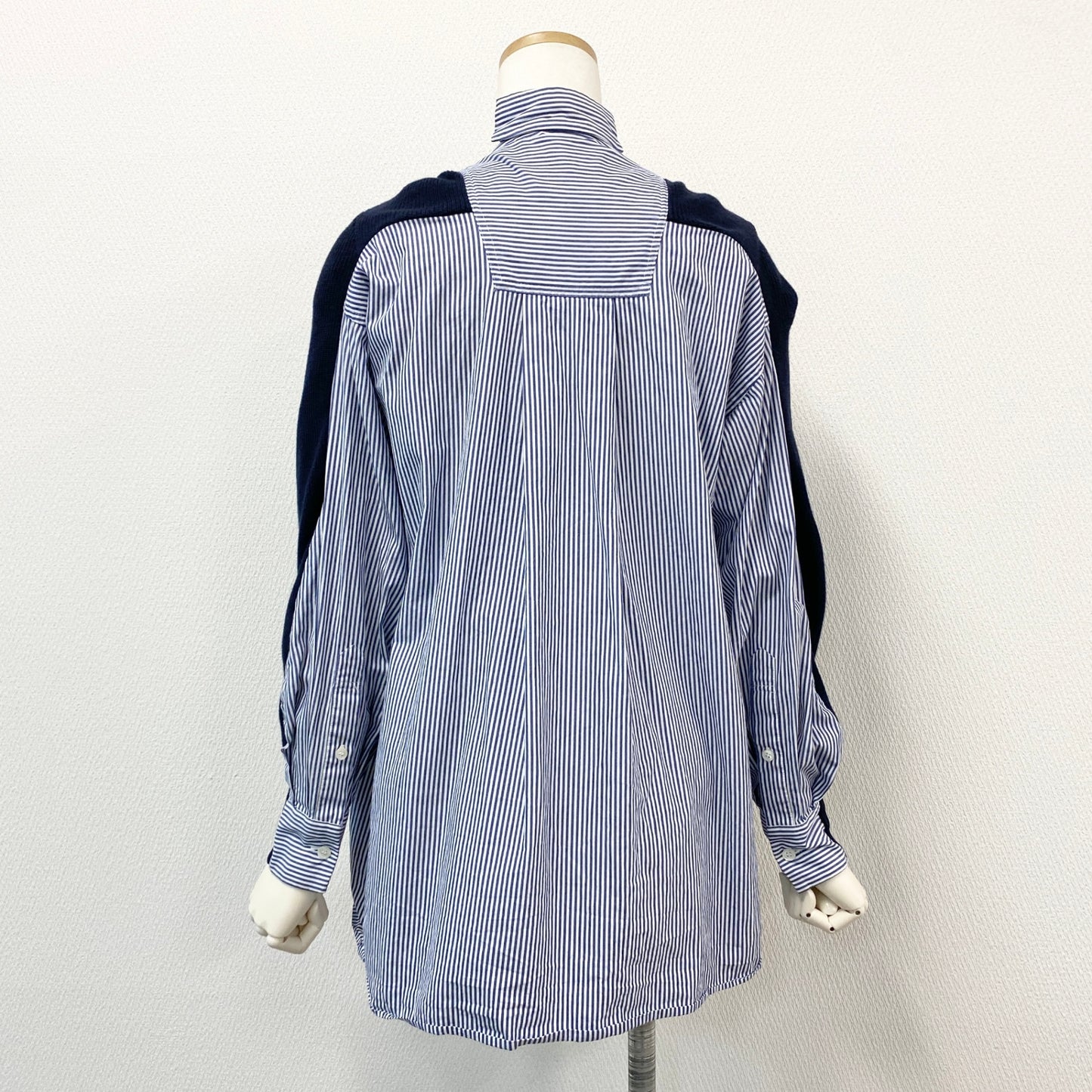 56h1 sacai サカイ ドッキング シャツカーディガン 17-02971 1 ネイビー 再構築 羽織 レディースt18r