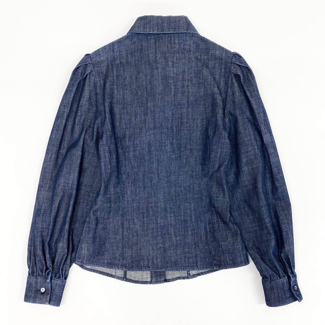 52d10 《新品タグ付き》 Max Mara マックスマーラ WEEKEND ウィークエンド デニムシャツ 長袖ブラウス トップス ショルダータック 23511112376 サイズ34 インディゴブルー コットン100% レディース