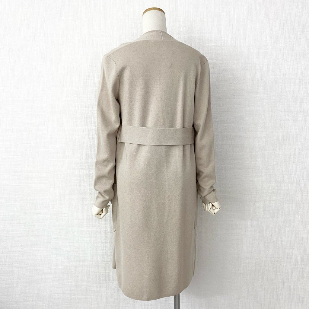 37h21 MaxMara STUDIO マックスマーラ ステュディオ シルク混 ロングカーディガン 腰ひも ニット 羽織 S ベージュ シルク ウール