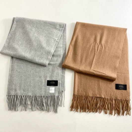 h31 NOBLE ノーブル カシミヤストール 大判ストール 2枚セット グレー/ベージュ カシミヤ100% レディース 女性用 マフラー