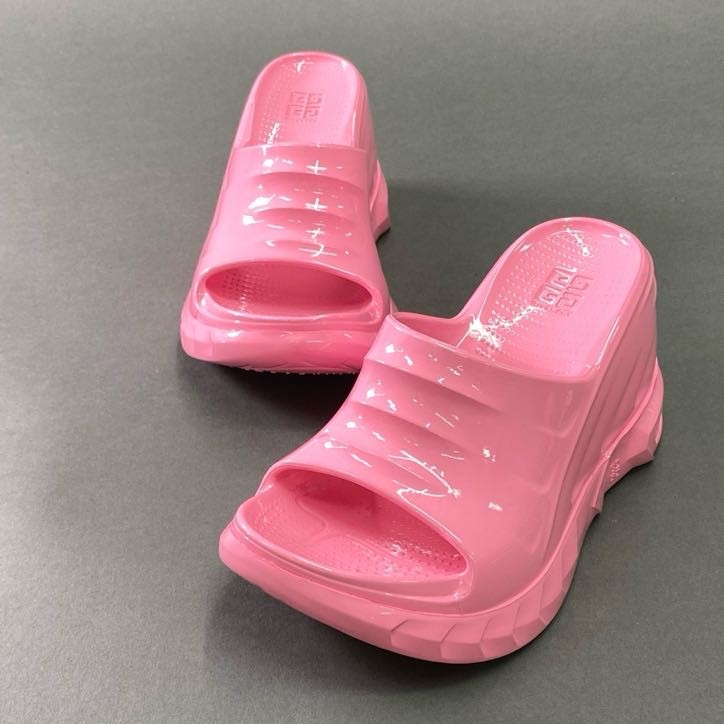 4f4 《美品》 GIVENCHY ジバンシー マシュマロ プラットフォーム サンダル 36 ピンク ラバー 厚底 シューズ 夏