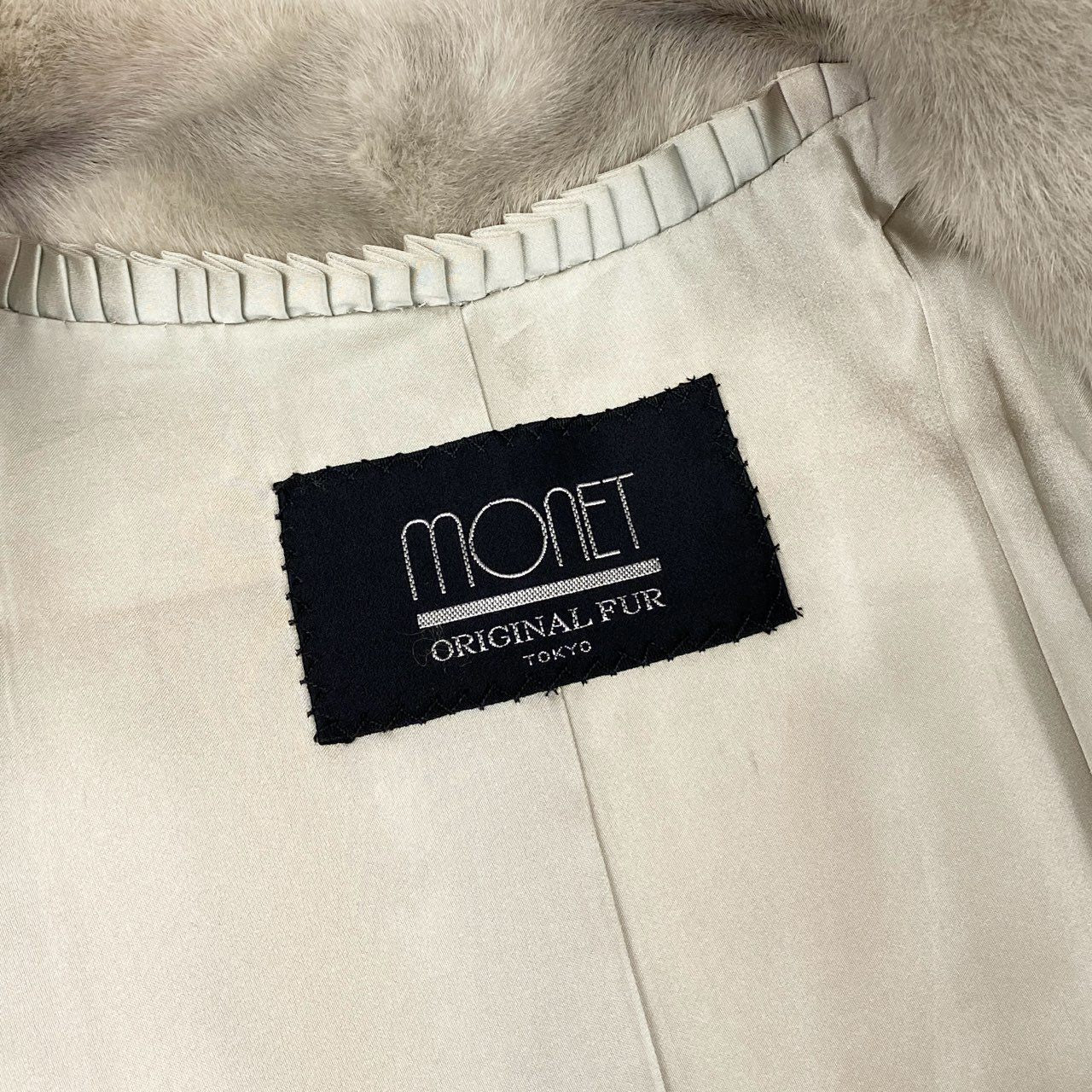 53k10 サファイアミンク セミロングコート ホワイトグレー 本毛皮 MINK FUR COAT リアルファーt18r