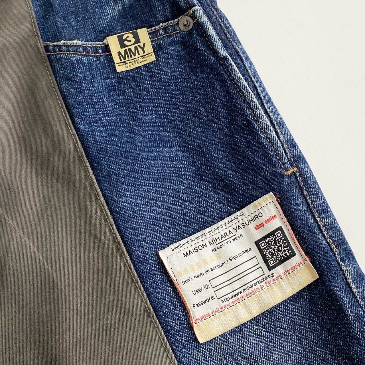 87i1 定価¥146,700 22SS MAISON MIHARA YASUHIRO メゾン ミハラヤスヒロ MMY パネルストレートジーンズ デニムパンツ A08PT022 44 ブルー グレー DENIM