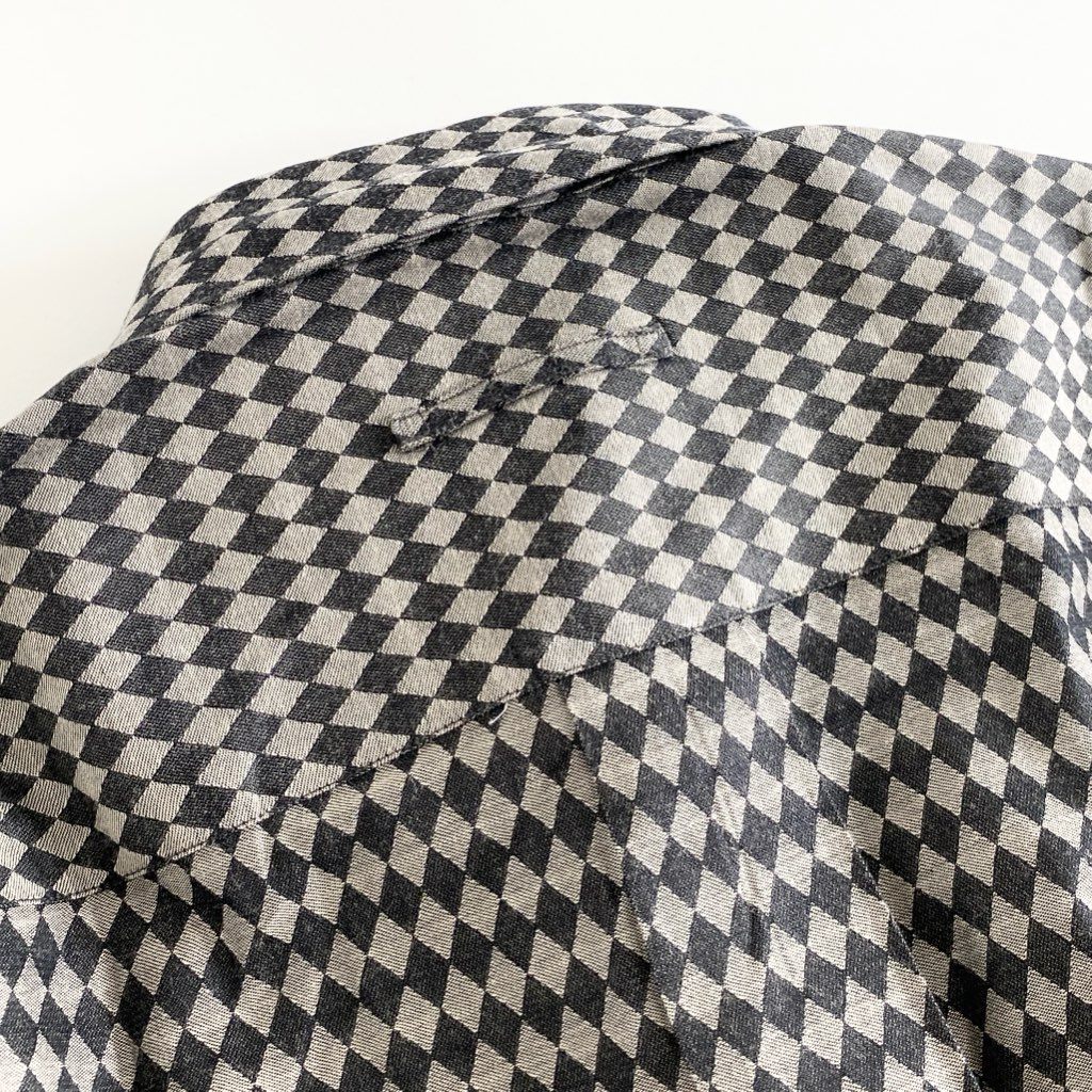 52f20 GAULTIER HOMME objet ジャンポールゴルチエ 長袖シャツ トップス ダイヤ柄 サイズ48 ブラック×グレー コットン100% メンズ