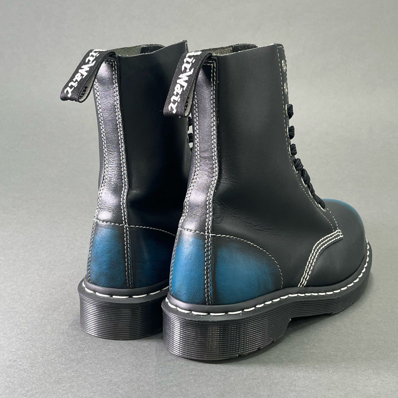 1e18 Dr.Martens ドクターマーチン 1919 10ホール スチールトゥ レースアップブーツ UK 6 ブルー ブラック レザー シューズ