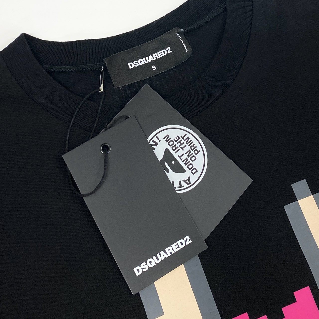 66g24《タグ付保管品》 DSQUARED2 ディースクエアード 半袖Tシャツ カットソー トップス クルーネック ICON ロゴ S80GC0061 S ブラック コットン100 レディース 女性用_