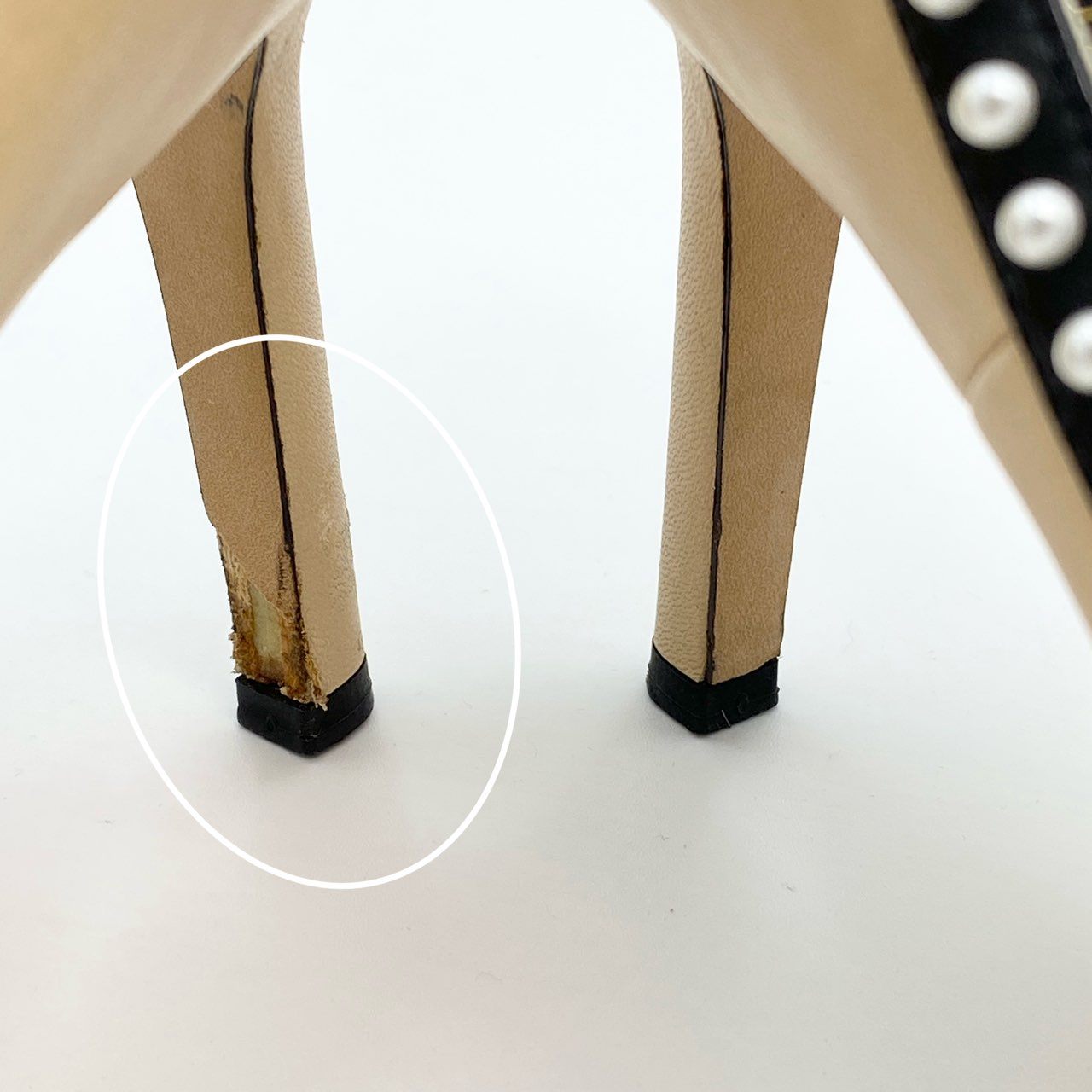 3c30 CHANEL シャネル ココマーク パール付き ヒールパンプス G31552 36C ベージュ ブラック レザー シューズ 靴t18r