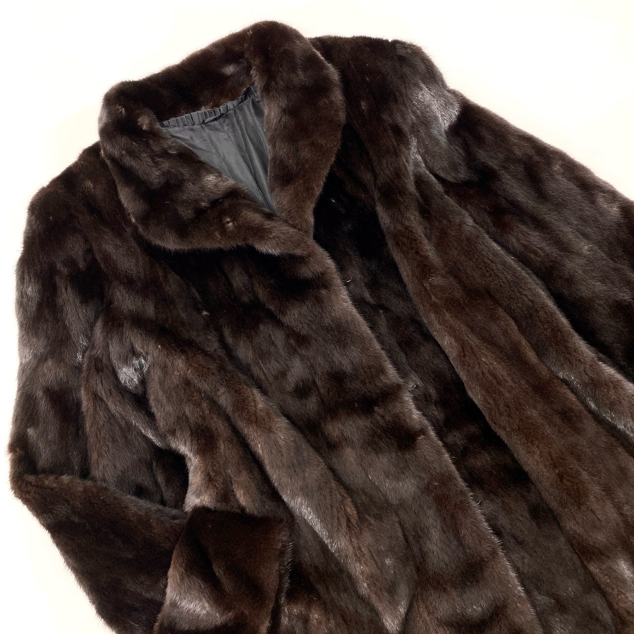 53h27 BLACKGLAMA ブラックグラマ MG Sable FUR マホガニーミンク ミンクコート ロングコート 最高級毛皮 サイズF ダークブラウン エムジーセーブルファー 日本製t18r