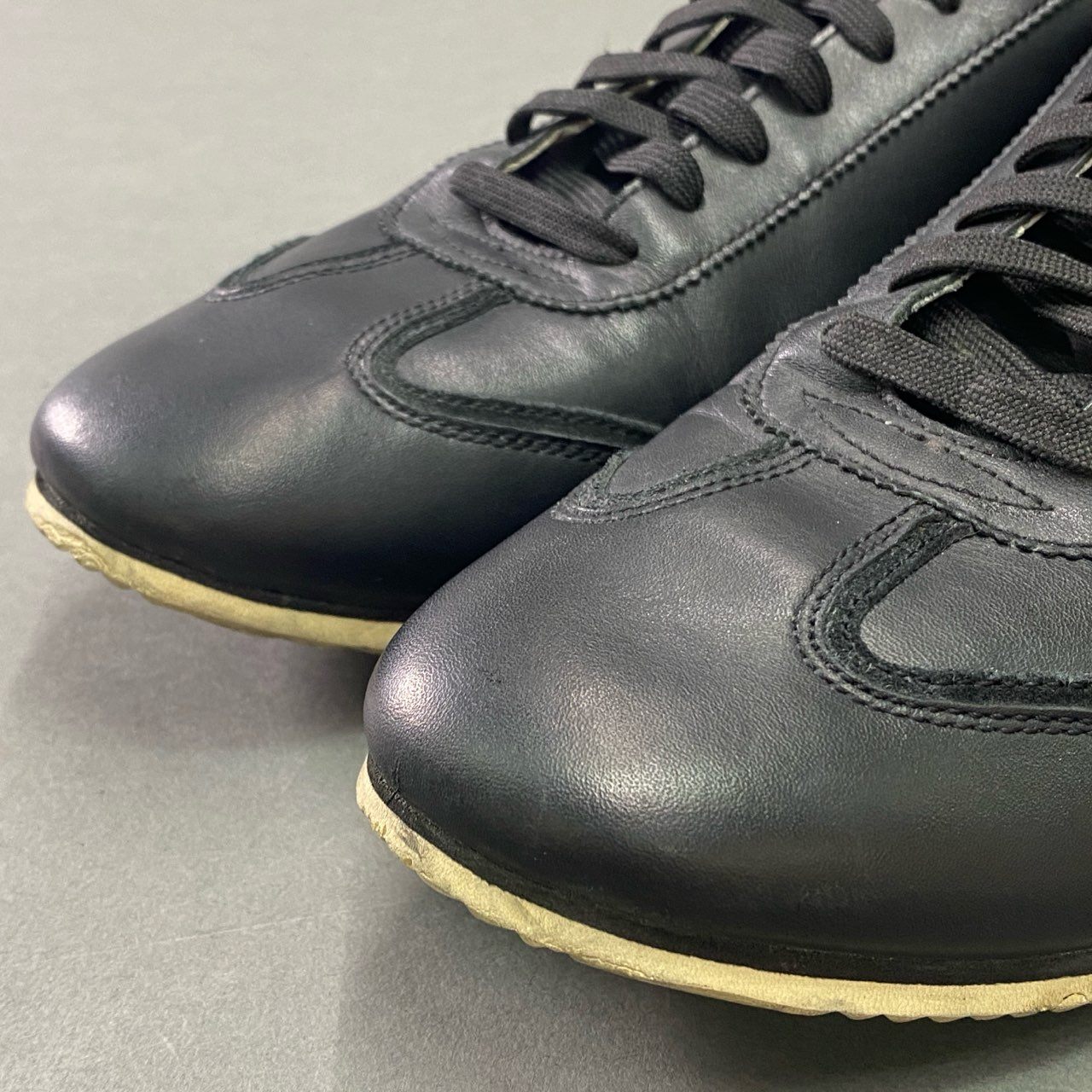 6b17 DOLCE&GABBANA ドルチェアンドガッバーナ レザーローカットスニーカー 9 ブラック Leather ロゴ型押し スエード シューズ D&G ドルガバ