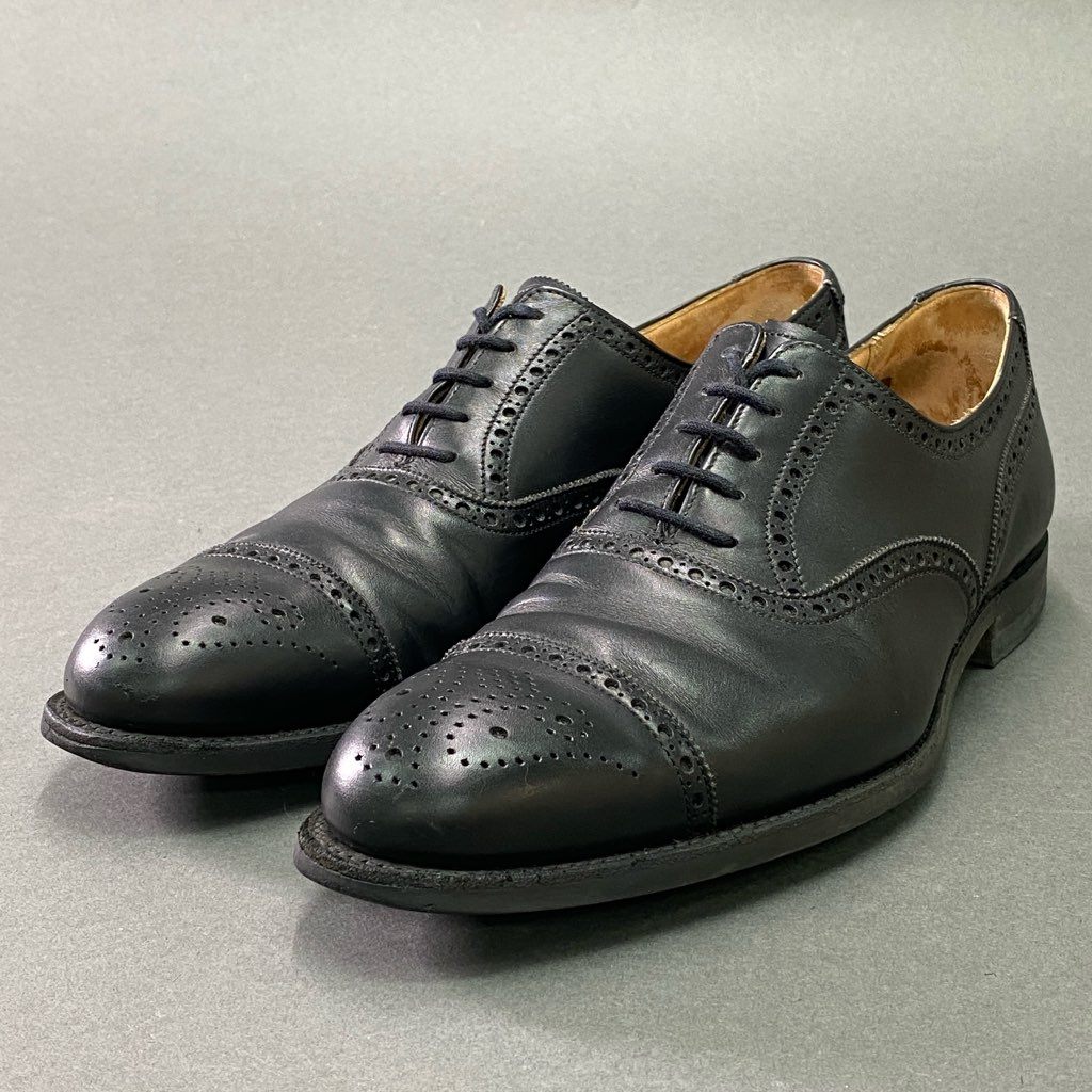 3e10 CROCKETT&JONES クロケットアンドジョーンズ YEOVIL ヨービル メダリオン キャップトゥ ドレスシューズ 7 ブラック レザー 革靴 ビジネス フォーマル