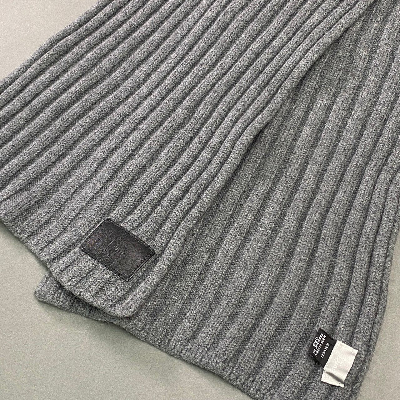 a20 Dior HOMME ディオールオム ウールニットマフラー グレー Wool イタリア製 ショール スヌード ストール