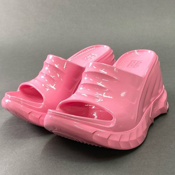 4f4 《美品》 GIVENCHY ジバンシー マシュマロ プラットフォーム サンダル 36 ピンク ラバー 厚底 シューズ 夏
