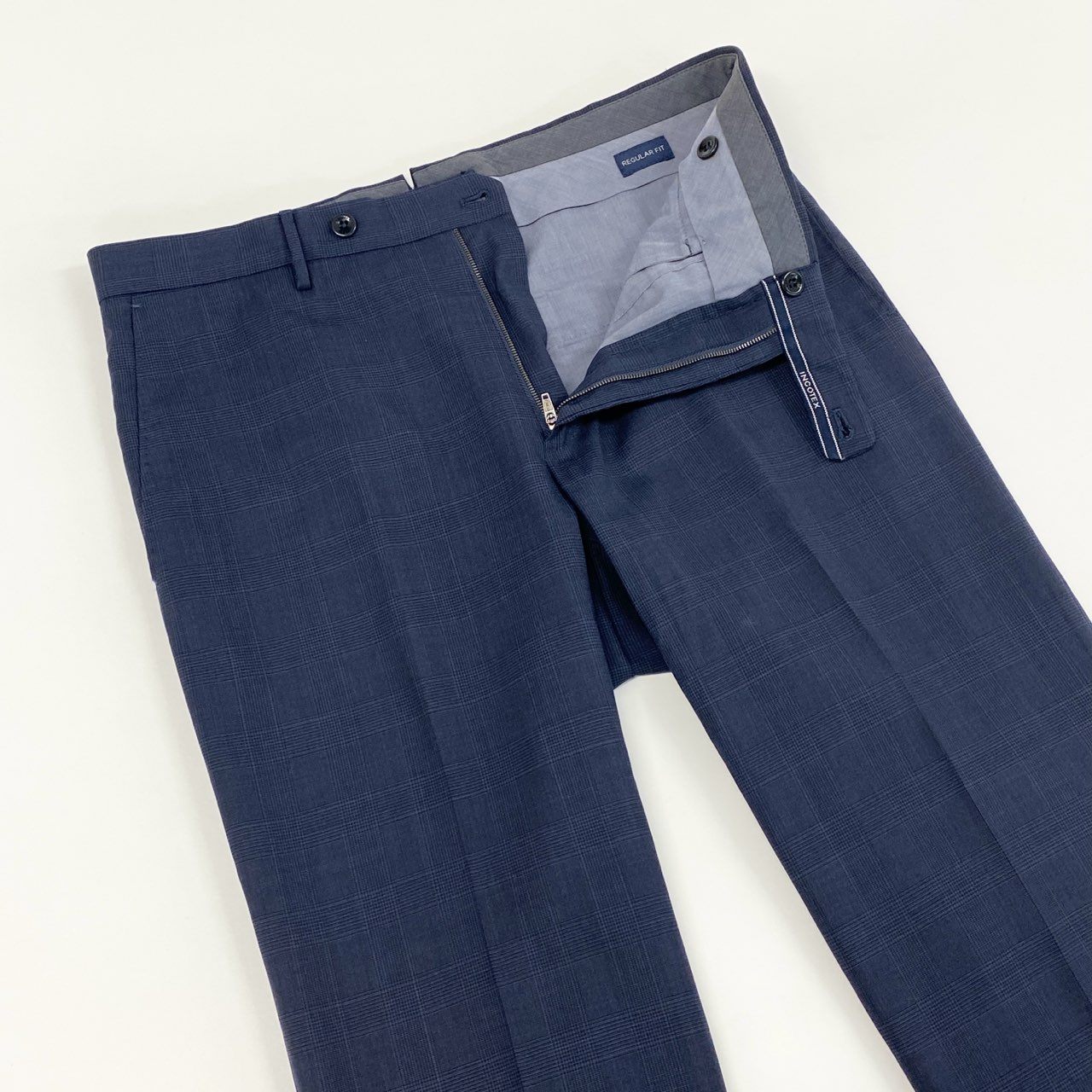 52d18 INCOTEX インコテックス REGULAR FIT ウーステッドヘリンボーンテーパードパンツ スラックス トラウザー ボトムス 1T0039 46 ネイビー ウール