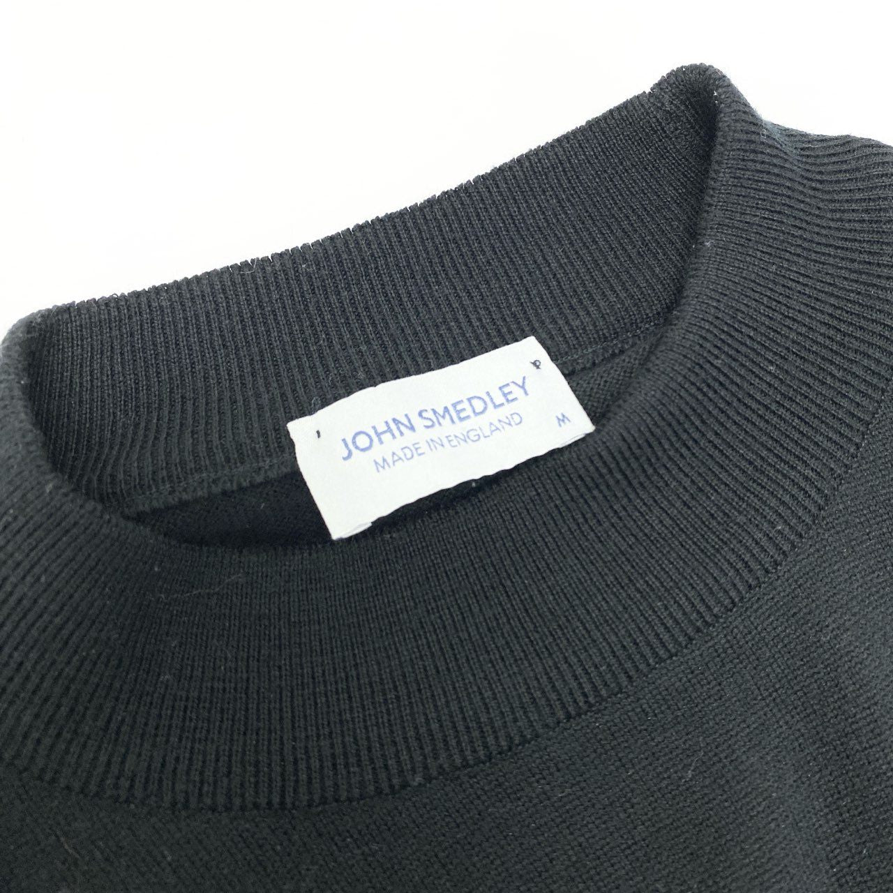 86j20 JOHN SMEDLEY ジョンスメドレー ボトルネック ハイゲージニット セーター トップス サイズM ブラック ウール レディース 英国製u02t