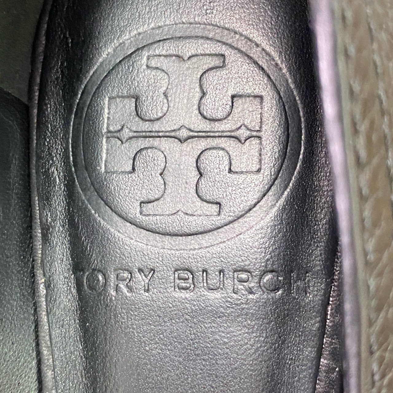 5c18 TORY BURCH トリーバーチ オープントゥ ウェッジソール パンプス ヒール シューズ サンダル 6.5M ブラック レザー