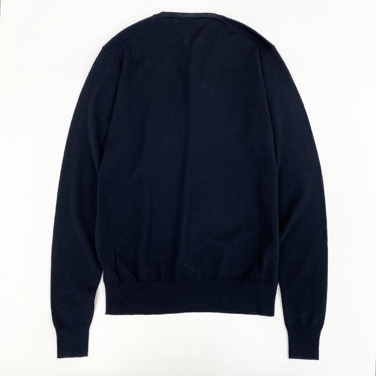 34k28⑧ 《極美品》 PRADA プラダ イタリア製 Vネック ニットセーター ウールニット ヴァージンウール ロングスリーブ 長袖 DNA386 507 44 ネイビー ウール100
