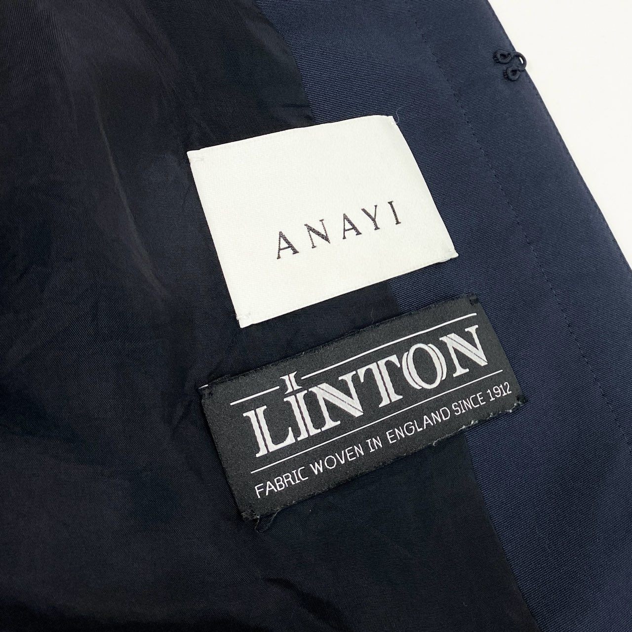 46f30 ANAYI アナイ LINTON リントン ノーカラーツイードジャケット セレモニー◎ 日本製 38 ピンク ネイビー 画像参照 レディース