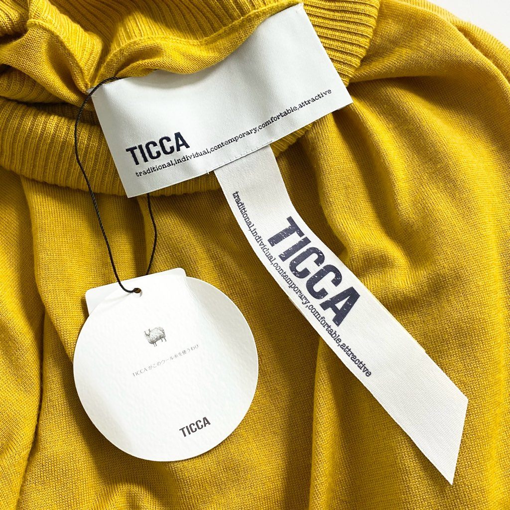 62e5 《新品タグ付き》 TICCA ティッカ ニットワンピース ロングワンピース 0293422192TAIA-192 サイズF イエロー ウール100% レディース