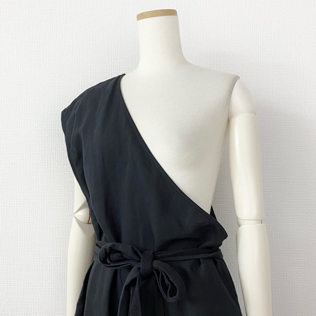 19c24 6 ROKU ロク ワンショルダーワンピース ブラック ドレス ONE SHOULDER ONE PIECE 日本製 UNITED ARROWS