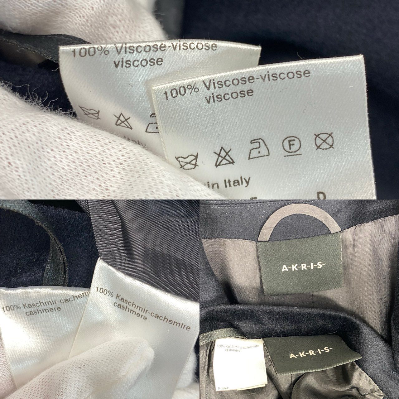 11a30 【美品】A-K-R-I-S- アクリス カシミヤ スカートセットアップ ジャケット タイトスカート 36サイズ ネイビー カシミヤ100% レディース 女性用u02t